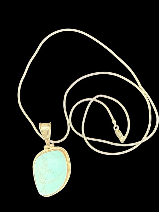 Jewelry - Vintage Sterling Silver Mexican Turquoise Pendant Necklace Italy 925 chain